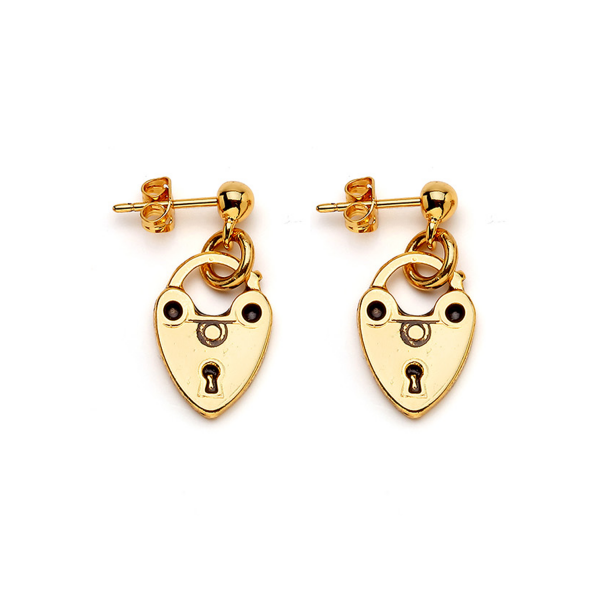 Lock & Love Lock Charm Pinned Earrings - 1