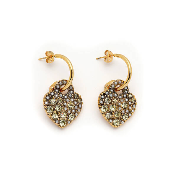 Lovable Zircon Heart Charm Pinned Earrings - 1