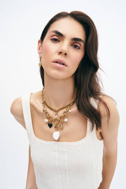 Love And The Sea Shell Charm Gold Plated Chain Necklace - 2