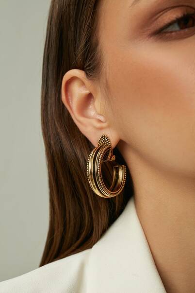 Love Gold Plated Hoop Clip-On Earrings - 5