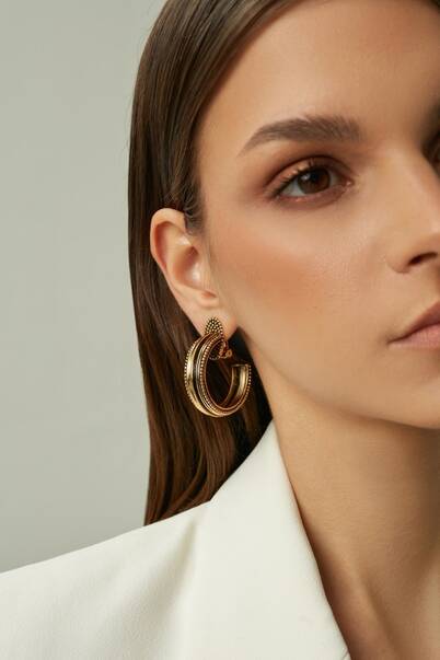 Love Gold Plated Hoop Clip-On Earrings - 7