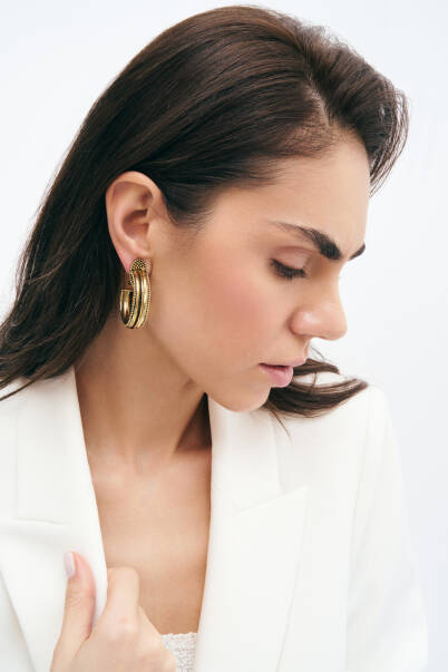 Love Gold Plated Hoop Clip-On Earrings - 2