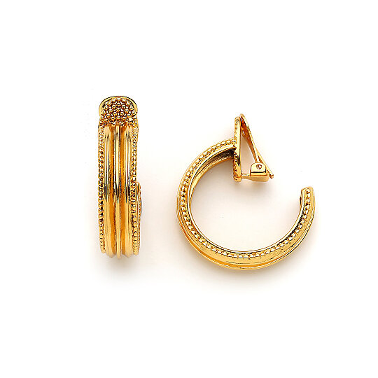 Love Gold Plated Hoop Clip-On Earrings - 