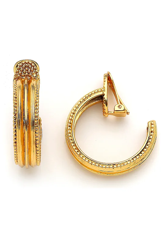 Love Gold Plated Hoop Clip-On Earrings 