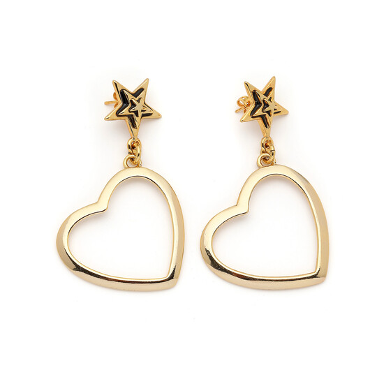 Love Luxe Heart Charm Pinned Earrings - 