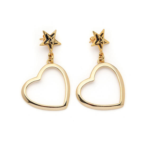 Love Luxe Kalp Charm Yıldız İğneli Küpe - 1