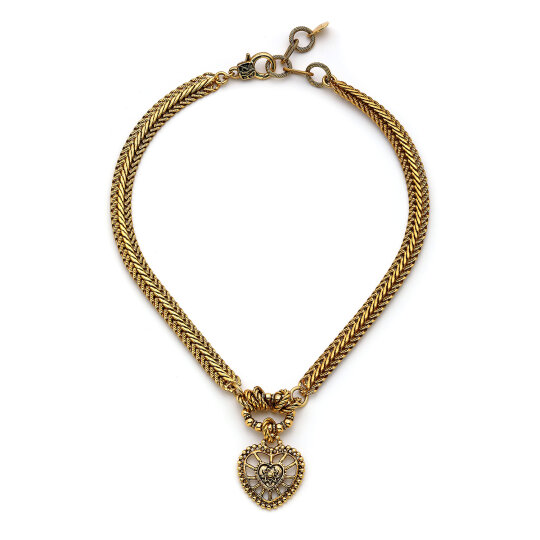 Love Me Gold Plated Chain Heart Charm Necklace - (1)