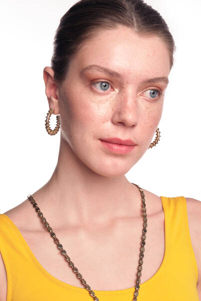 Love Yo Self Gold Plated Hoop Pinned Earrings - 2
