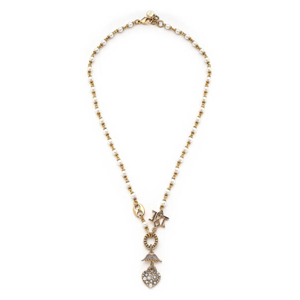 Loved & Guarded Pearl Heart Charm Pearl Necklace - 1