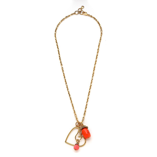 Loved Pembe Mercan Altın Kaplama Kolye - 