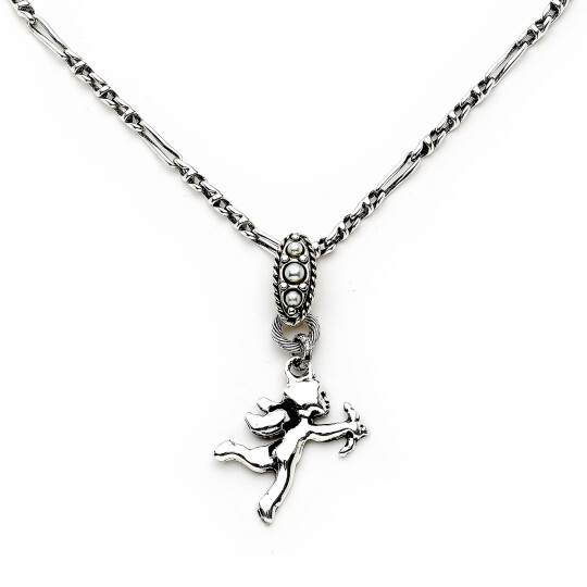 Lovers Eros Charm Silver Plated Necklace - (1)