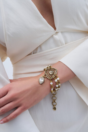 Loving Drop Kalp Charm İnci Bilezik - (1)