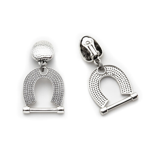 Luck Nal Charm Gümüş Kaplama Klipsli Küpe - (1)