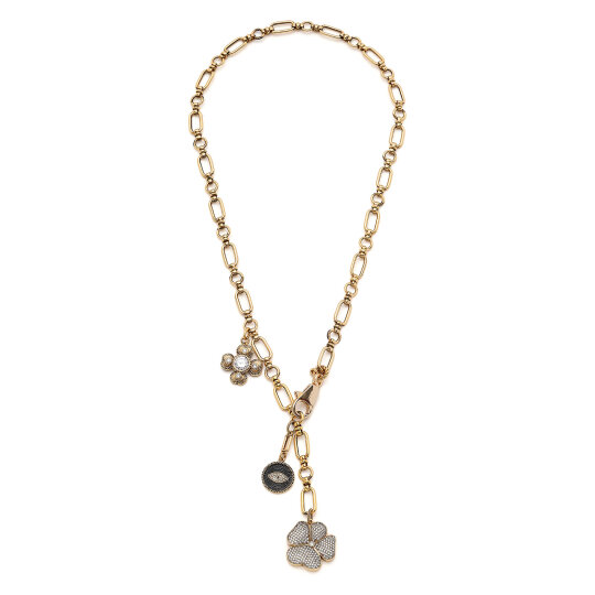 Lucky Charms Clover Eye Charm Gold Plated Chain Necklace - 