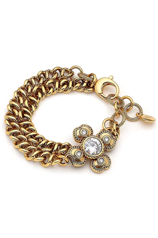 Lucky Gold Plated Clover Charm Multi Chain Bracelet 