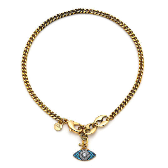 Lucky Altın Kaplama Göz Zincir Kolye - (1)