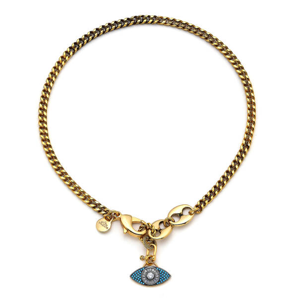 Lucky Altın Kaplama Göz Zincir Kolye - 2