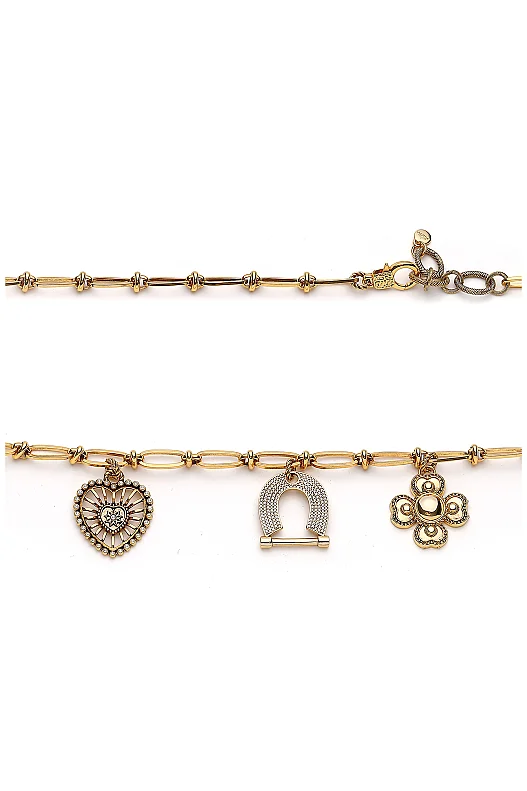 Lucky Lady Yonca & Kalp Charm Altın Kaplama Zincir Kemer - (1)