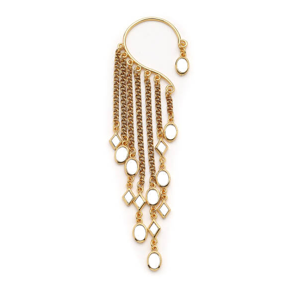 Lueur Gold Plated Chain Tassel Earrings - 1