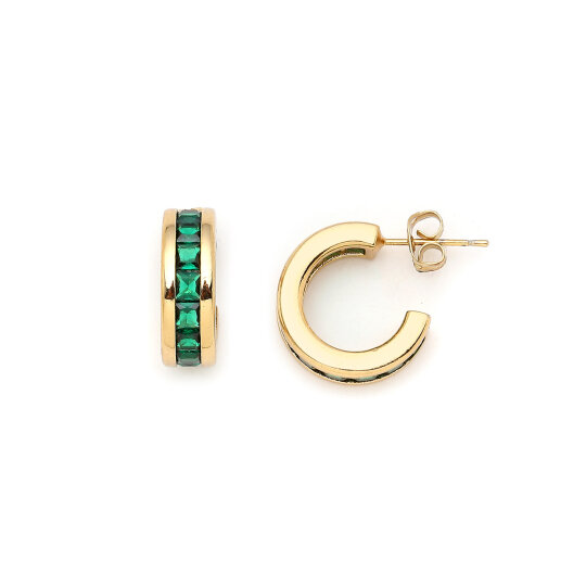 Luma Yeşil Zirkon Detaylı İğneli Küpe - 