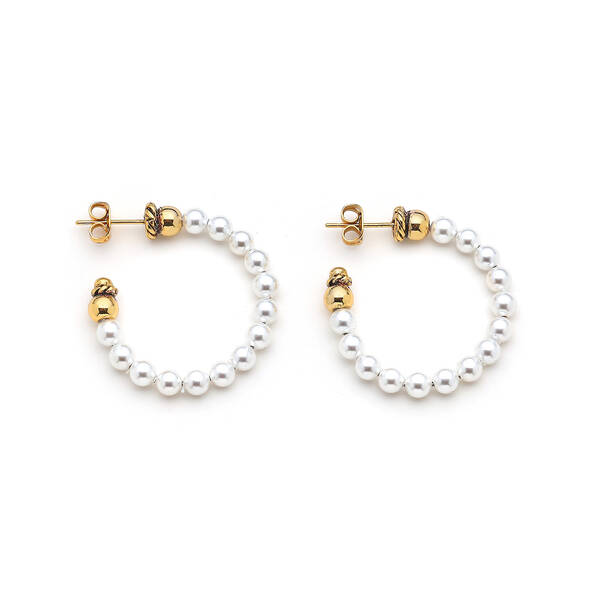 Lumina Pearl Gold Plated Hoop Pinned Earrings - 1