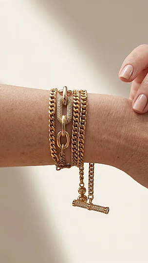 Luminea Altın Kaplama Zincir Bilezik - (1)
