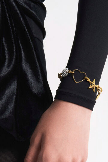 Lunair Altın Kaplama Yonca, Kalp,Yıldız Charm Zincir Bilezik - (1)