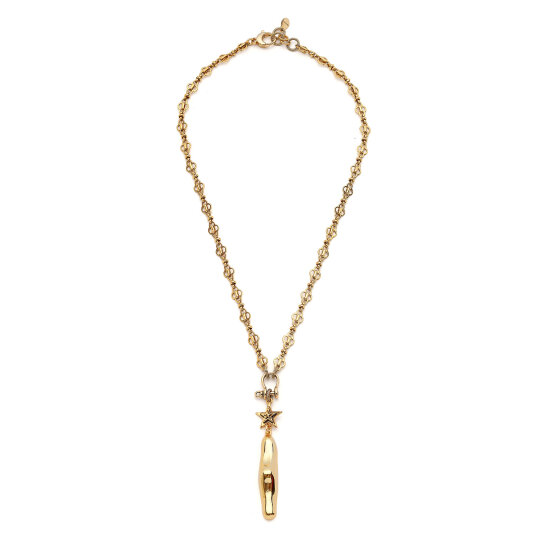 Lunar Glow Star Charm Gold Plated Chain Necklace - (1)