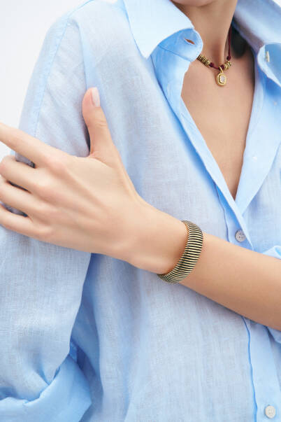 Lunar Loop Gold Plated Cuff Bracelet - 1