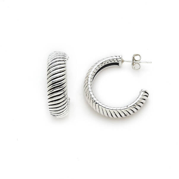 Lunar Loops Silver Plated Hoop Pinned Earrings - 1