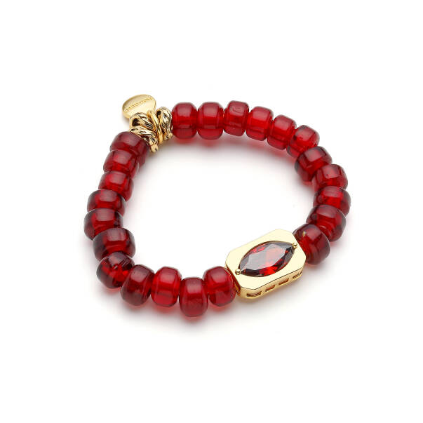 Lunara Zircon Eye Charm Gold Plated Glass Bead Bracelet - 1