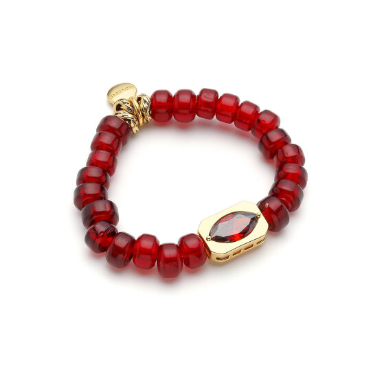 Lunara Zirkon Göz Charm Altın Kaplama Cam Boncuk Bilezik - 