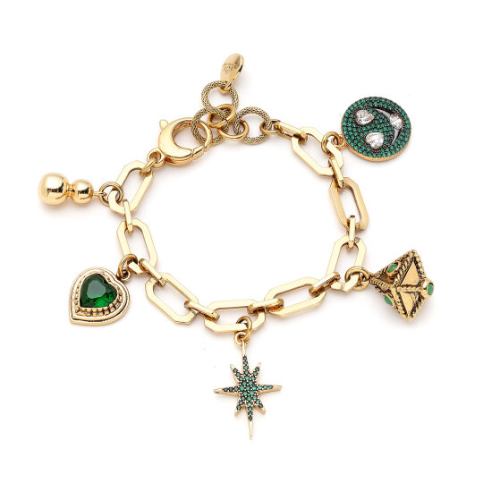 Lush Soul Star, Heart Charm Chain Necklace - (1)