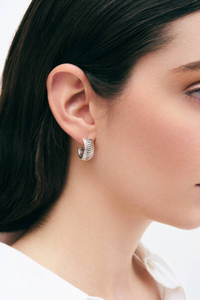 Magnetic Glow Silver Plated Hoop Pinned Earrings - 2