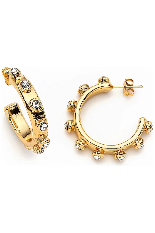 Mai Zircon Stone Gold Plated Hoop Earrings - (1)