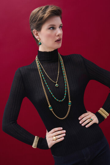 Mala Malachite Natural Stone Necklace - (1)