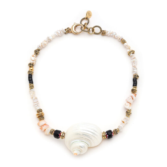Mama Shell Charm Pearl Necklace 