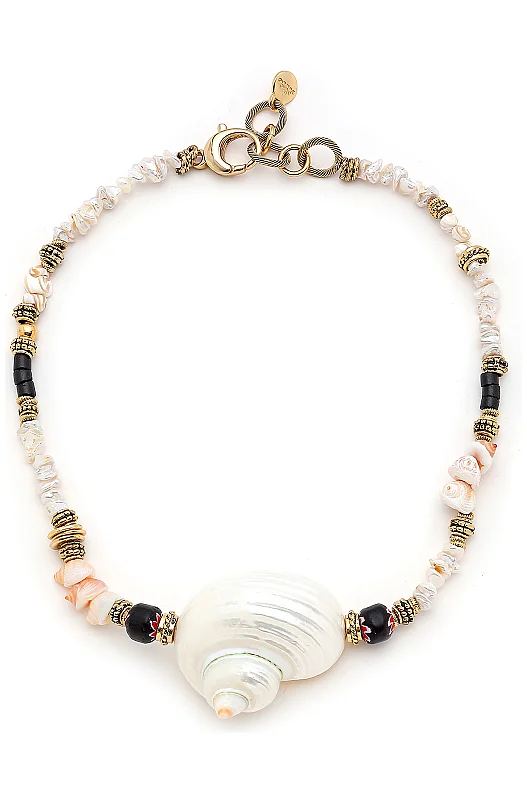 Mama Shell Deniz Kabuğu Charm İnci Kolye 