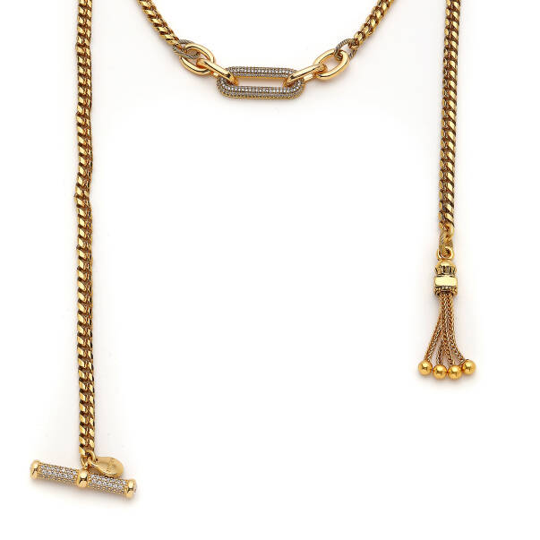 Mara Püskül Charm Altın Kaplama Zincir Kolye - 2