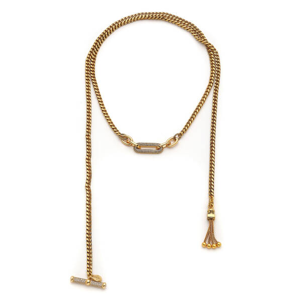 Mara Tassel Charm Gold Plated Chain Necklace - 1