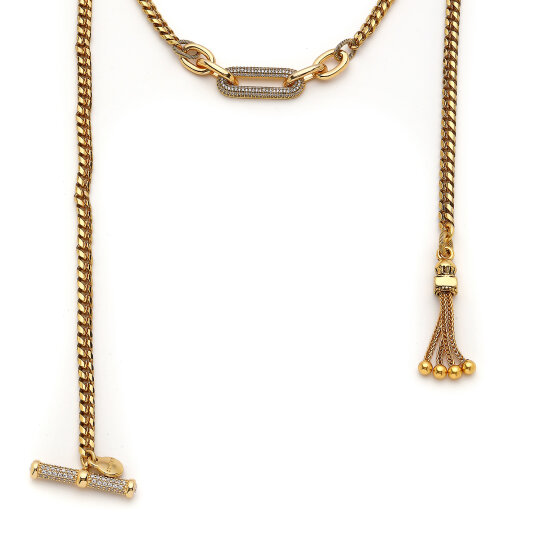 Mara Tassel Charm Gold Plated Chain Necklace - (1)