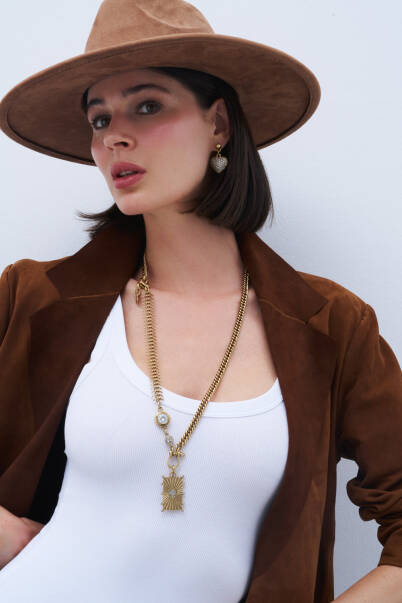 Margot Altın Kaplama Kalp Zirkon Charm İğneli Küpe - 10