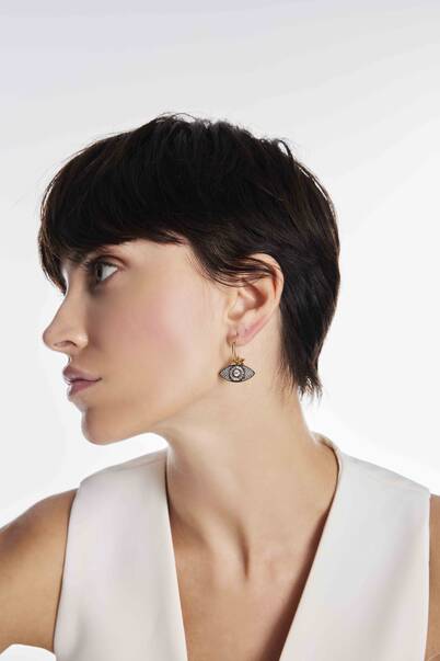 Marine Zircon Eye Earring - 3