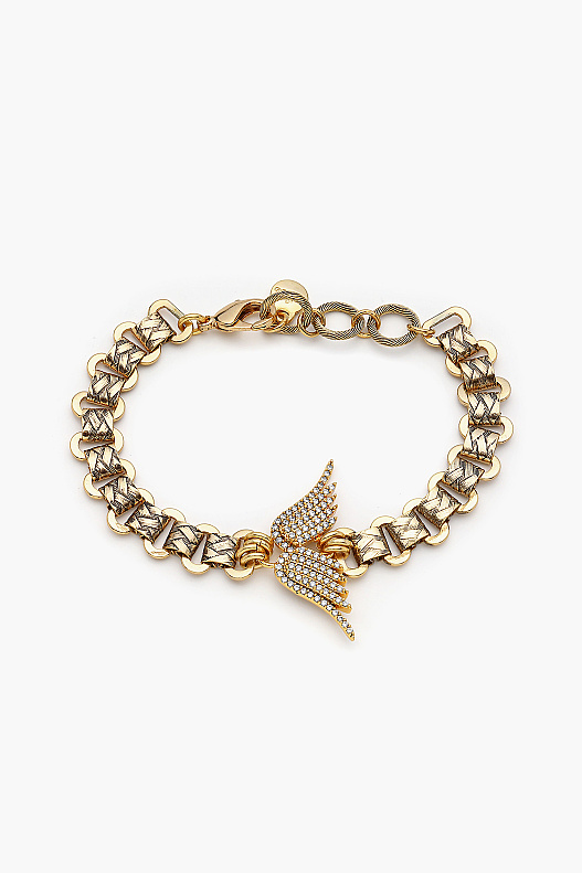 Marisol Wing Charm Gold Plated Chain Anklet - 