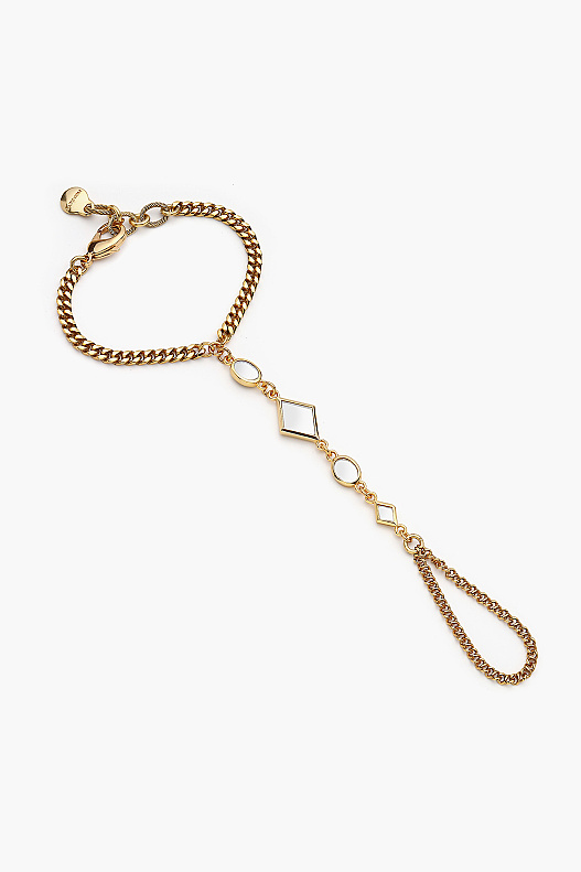 Mariste Mirror Charm Gold Plated Chain Hand Bracelet - 