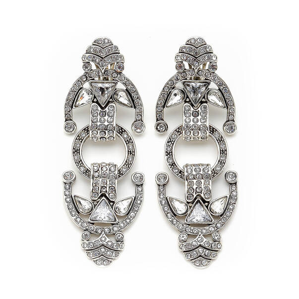 Marlyn Zircon Silver Plated Clip-On Earrings - 1