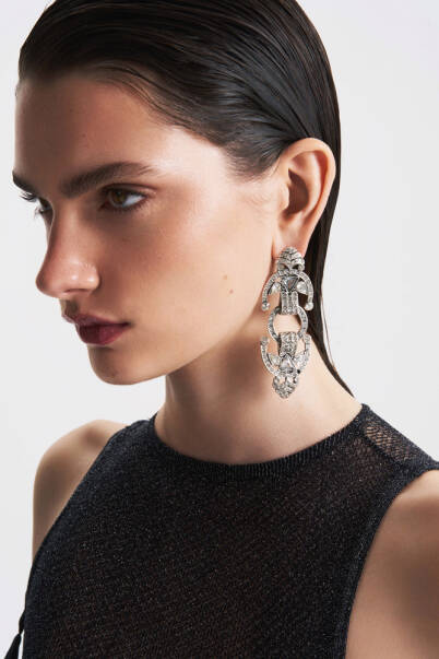Marlyn Zircon Silver Plated Clip-On Earrings - 2
