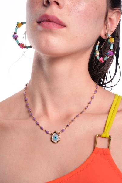 Marthu Blue Hoop Pinned Earrings - 3