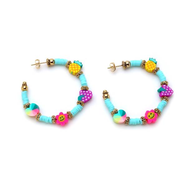 Marthu Blue Hoop Pinned Earrings - 1
