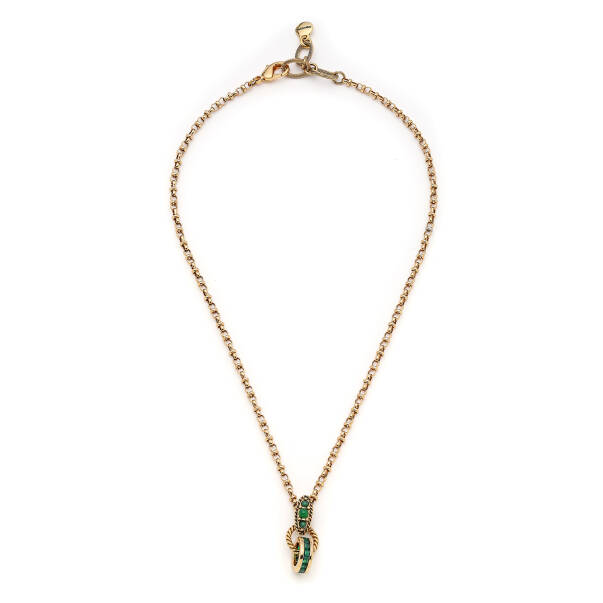 Mashed Zircon Charm Gold Plated Chain Necklace - 1